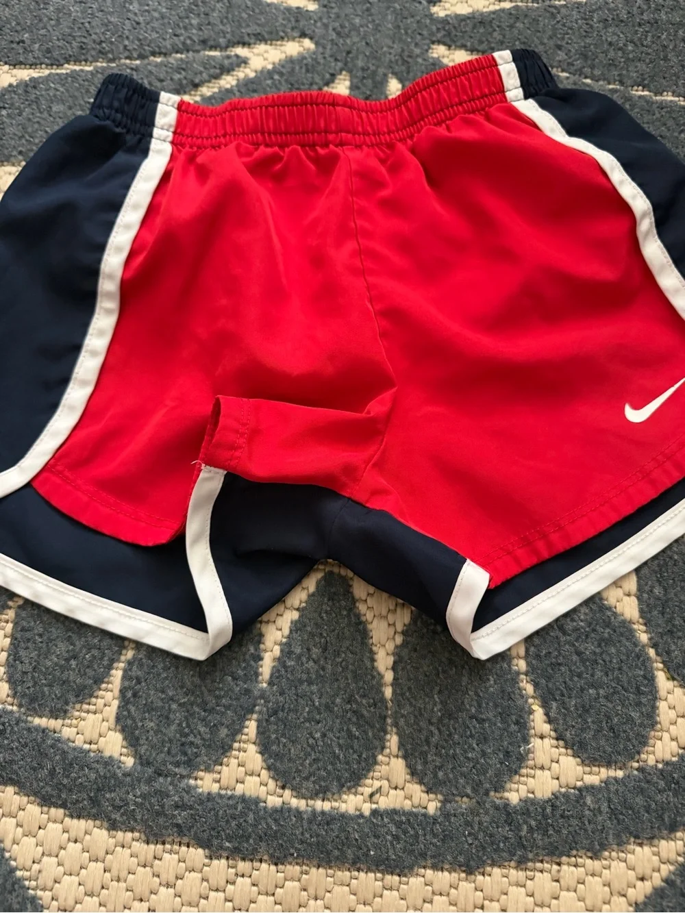 Nike Red & Navy Girls' Athletic Shorts with White Trim